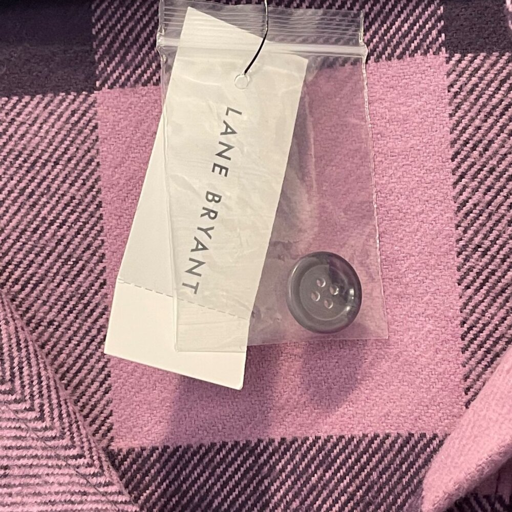 NWT Lane Bryant Womens Purple, lilac Flannel Plaid Button-Up Shirt 34/36, 6X NEW - Picture 5 of 10